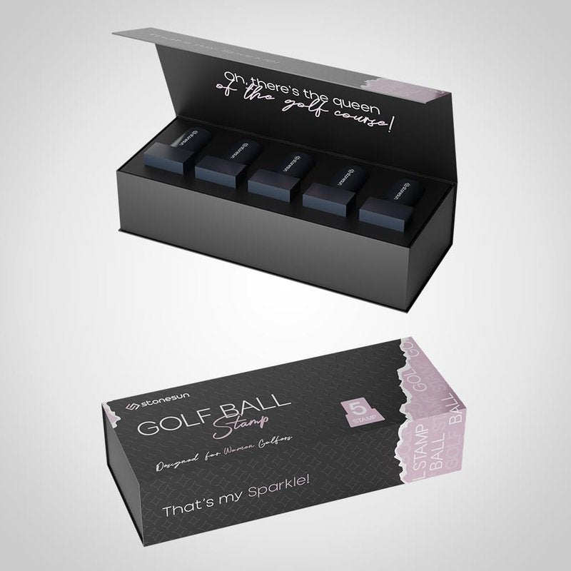 Golf Ball Stamp Set for Woman - 5 Different Designs in 1 Box - Self-Inking Golf Ball Stamp - Fast-Drying, Waterproof Golf Ball Marker Stamp - Golf Accessories for Women - Golfer Gifts - (Set 2)