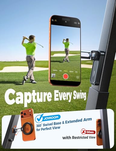 Dual-Sided Magnetic Golf Cart Phone Holder - Black, 360° Rotatable