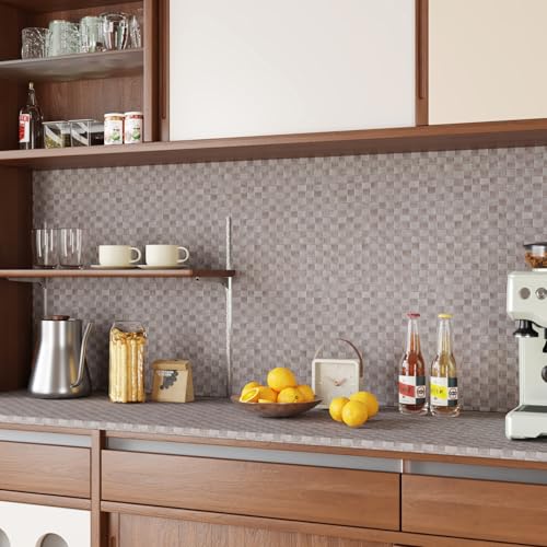 CRE8TIVE Non-Textured Rattan Wallpaper Peel and Stick Taupe Grey Faux Woven Pattern Rattan Contact Paper for Cabinets Dresser Nightstand Cane Weaving Wallpaper Vinyl Roll for Bedroom Bathroom 12"x80"