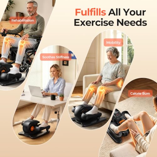 Under Desk Elliptical Machine - Portable Electric Leg Exerciser, Orange