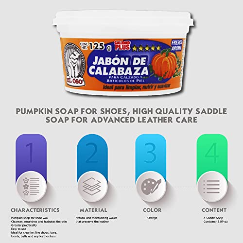 Pumpkin Shoe Soap - Natural Saddle Soap for Leather Care, 4.40 Oz