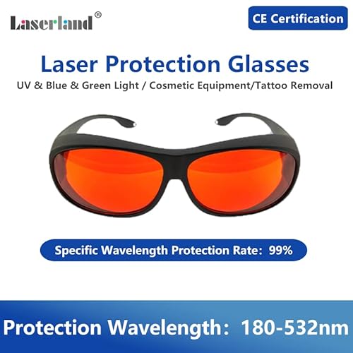 Laser Safety Glasses 532nm OD6 180nm-532nm Wavelength Violet/Blue/Green Laser Protective Goggles for 405nm, 445nm, 450nm,473nm 532nm T1- F