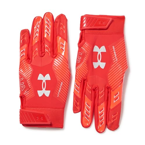 Under Armour Men's F9 Nitro Football Gloves - Red Beta Silver Large