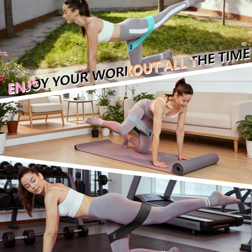 Resistance Bands Set for Workouts - 4 Levels, Fabric Booty Band - Green, Pink, Grey, Black