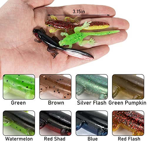 Soft Plastic Frog Baits - 3.2 Inch Red Flash Tadpole Swimbaits