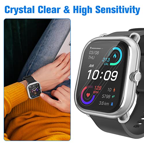Protective Case with Screen Protector for Amazfit Bip U Pro - Black, Clear & Rose Gold