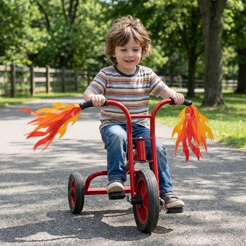 Flame Bicycle Streamers - 10 Inch Red & Orange Tassels, 2 Pcs