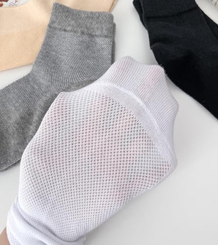 Arukora Women Ankle Thin Socks 6 Pairs Size 5-8 Mesh Breathable Crew Socks - White Black Gray Beige