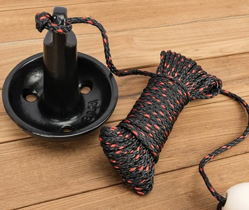 Black Marine Mushroom Anchor Kit for Kayaks, Canoes, Paddle Boards with Rope & Buoy