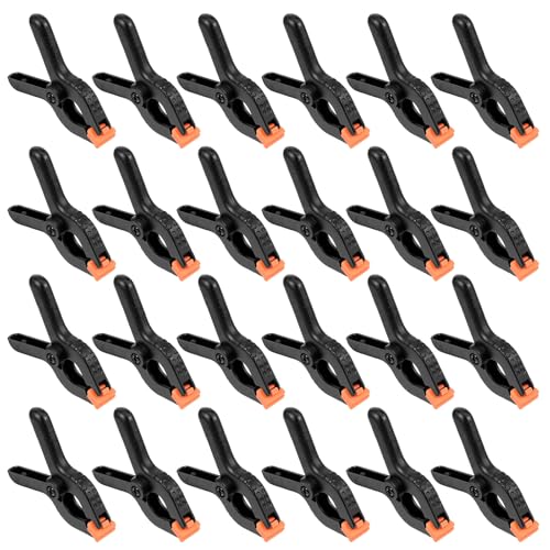 12pcs Black Plastic Spring Clamps, Anti-Slip Clips for Balloon Arch Clips for Backdrop, Heavy Duty Plastic Clamp for Backdrop Curtain and Photo Prop