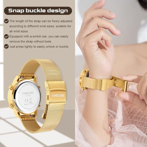 Pedometer Watch for Women - Step Counter with Steel Mesh Band