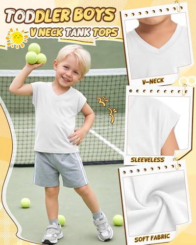 Cotton Athletic Tank Top for Toddler Boys - 5T / White