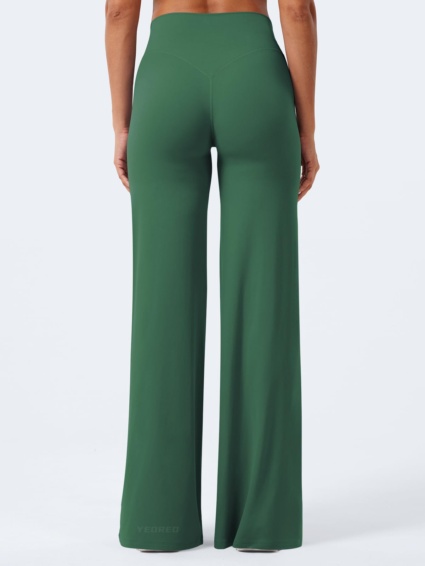 YEOREO Workout Leggings Womens No Front Seam Straight Leggings 35" High Waist Buttery Eddiy Gym Yoga Pants Dark Green L