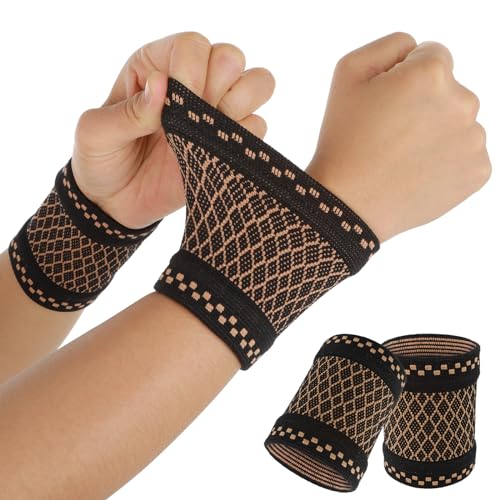 Wrist Compression Sleeve - Copper Infused Support Brace, Medium
