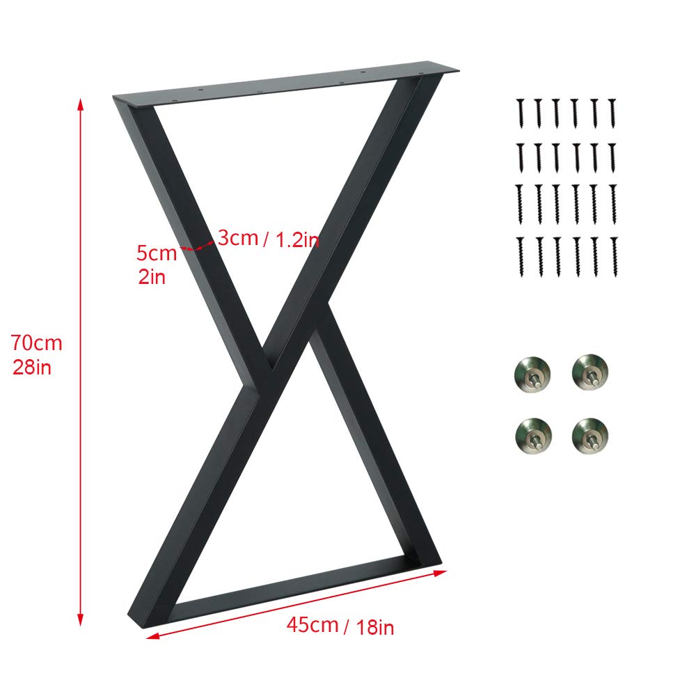 HEONITURE Desk Legs 28" Triangle Shape Table Legs Iron Bench Legs Dining Table Legs Industrial Dining Table, Rustic Decor Table Legs(28” Height 18” Wide, Set of 2)(B)