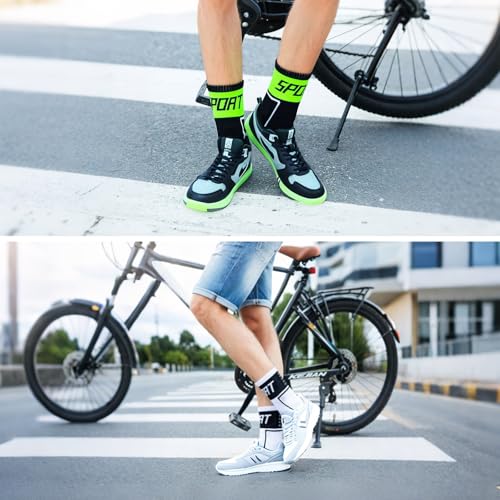 Men's Cycling Socks 5 Pair Compression Athletic Crew Reflective Bike Socks