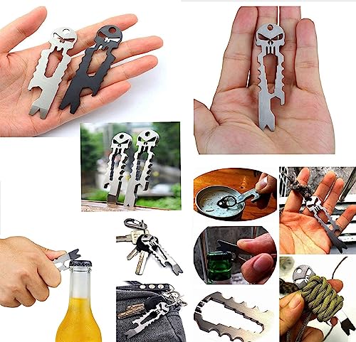 3-Piece Multi-Function Skull EDC Tool Set - Key Ring & Bottle Opener