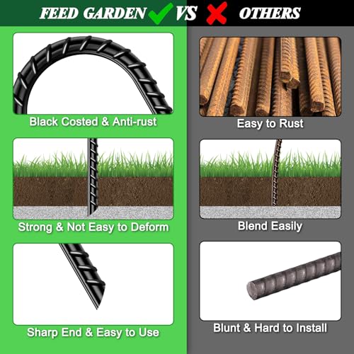 12 Inch Heavy Duty J Hook Ground Stakes - 16 Pack, Black