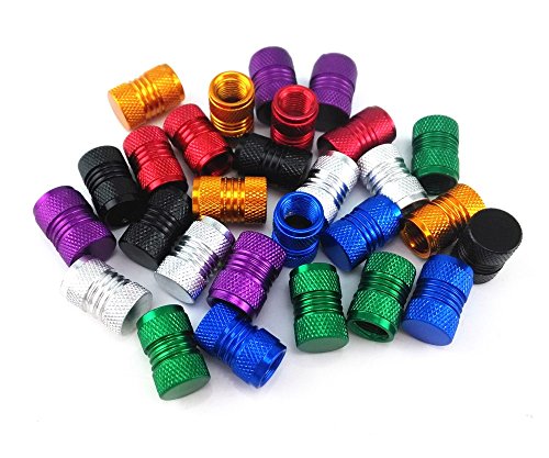 28pcs Colorful Aluminum Bicycle Tire Valve Caps - Wheel Hub Shape