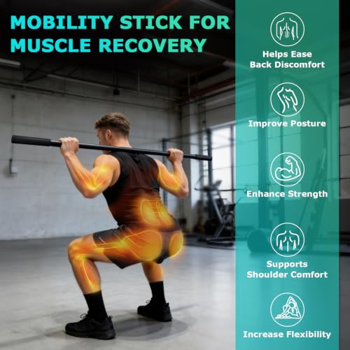 5ft Adjustable Yoga Stick - Non-Slip Mobility Fitness Tool for Stretching & Muscle Recovery