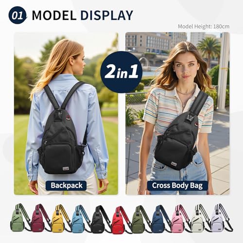 Small Convertible Sling Bag for Women Men - Fits 7.9 and 11 Inch Tablets, Black