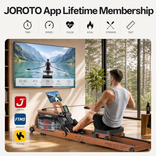 Foldable Water Rowing Machine for Home - Brown, 400LBS Capacity