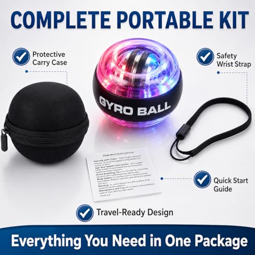 Auto-Start Gyro Ball Hand Exerciser with Color-Changing LED