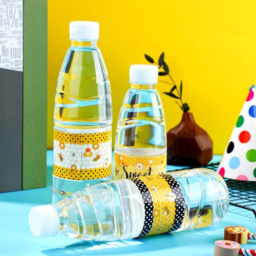 30 Pack Bee Party Water Bottle Labels - Waterproof Bee Birthday Decorations