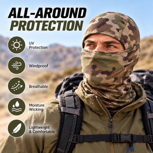 Balaclava Ski Mask for Men Women UV Protection Camo Face Cover - Standard / One Size / A20-5pc