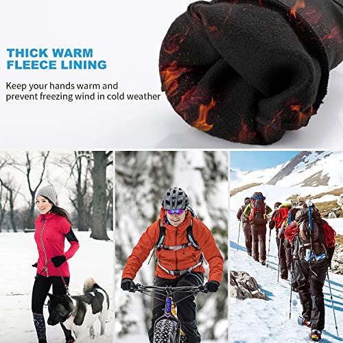 Thermal Winter Gloves - Touchscreen Waterproof Cycling Gloves - Small, Black