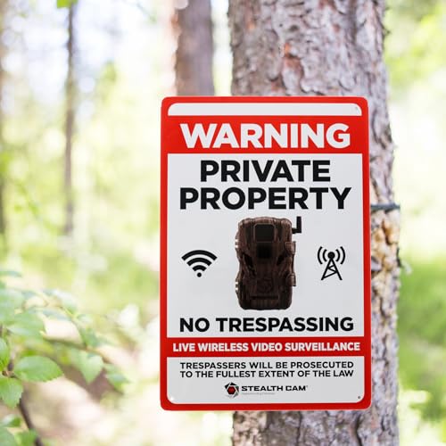 No Trespassing Sign - 8"x12" Outdoor Security Alert - Live Wireless Video Surveillance Sign