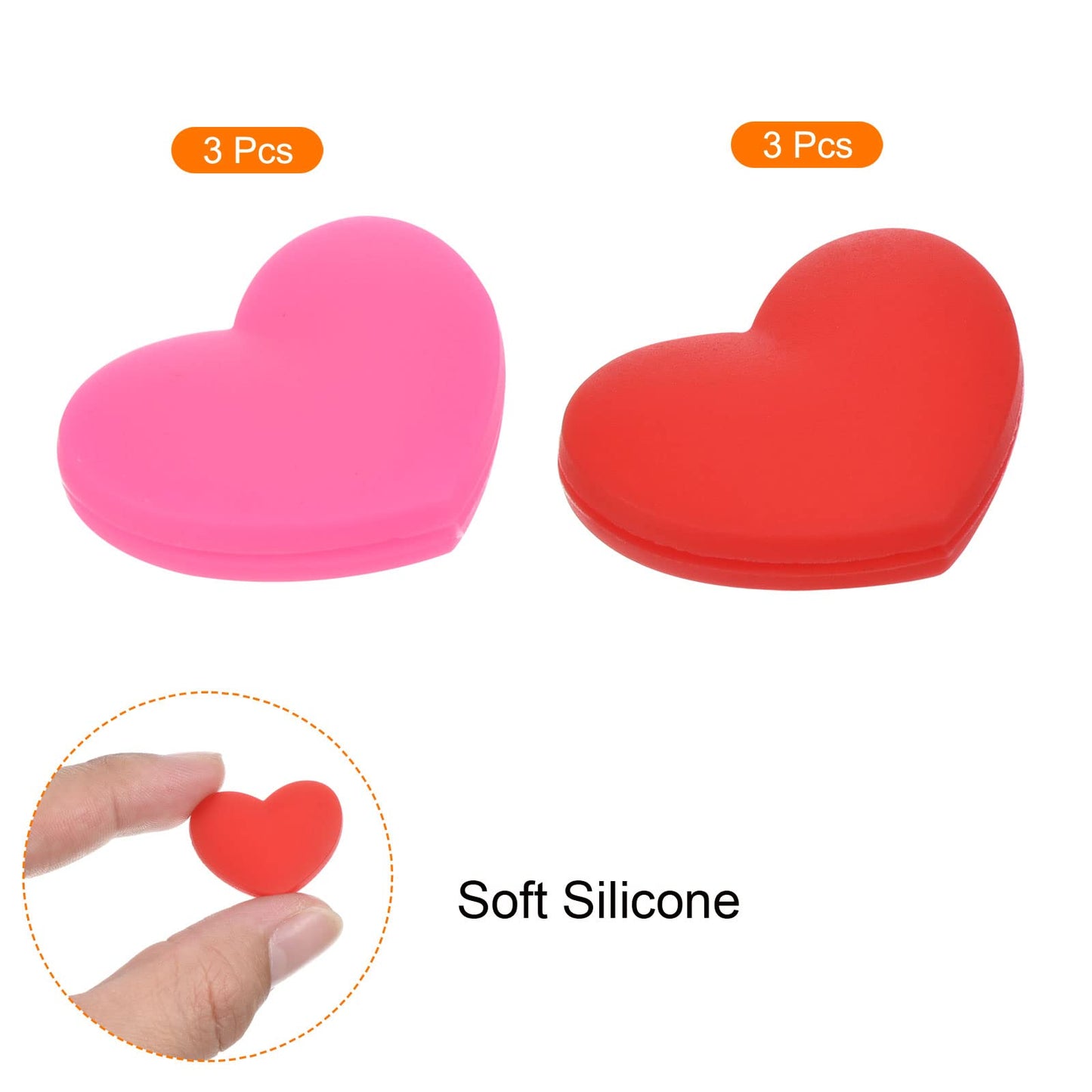 PATIKIL Tennis Vibration Dampener, 6 Pack Heart-Shaped Silicone Shock Absorber Racket String Damping for Tennis Racquet, Red, Pink