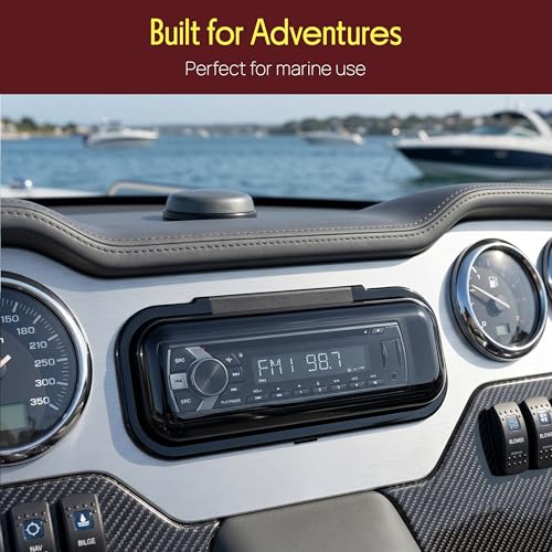 Pyle Marine Waterproof Radio Cover with Flip-Up Door - Heavy Duty Boat Stereo Protector