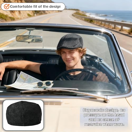 Men's Herringbone Wool Blend Newsboy Cap - Charcoal