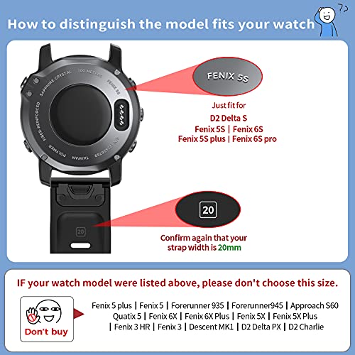Sea Blue NotoCity 20mm Fenix Watch Band for Fenix 5S/5S Plus/6S/6S Pro/D2 Delta S – Silicone Sport Strap
