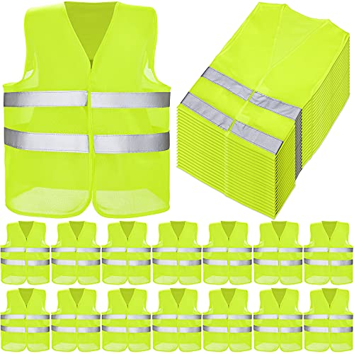 Coume 12/20 Pieces Safety Vests Bulk High Visibility Reflective Vests Mesh for Construction Working with 2 Reflective Strips