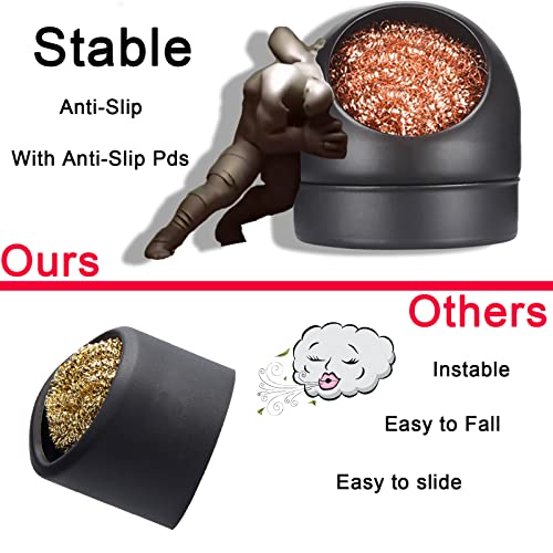 Soldering Iron Tip Cleaner Non-Slip Solder Tip Cleaning Wire Ball & Base Holder Soft Coiled Brass Tip Cleaner Kit