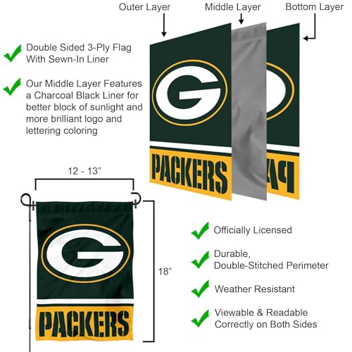Green Bay Packers Double-Sided Garden Flag - 12.5 x 18 in