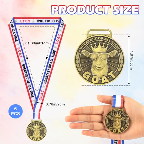GOAT Medals Set - 6 Pcs Double-Sided 2 Inch Light Bronze