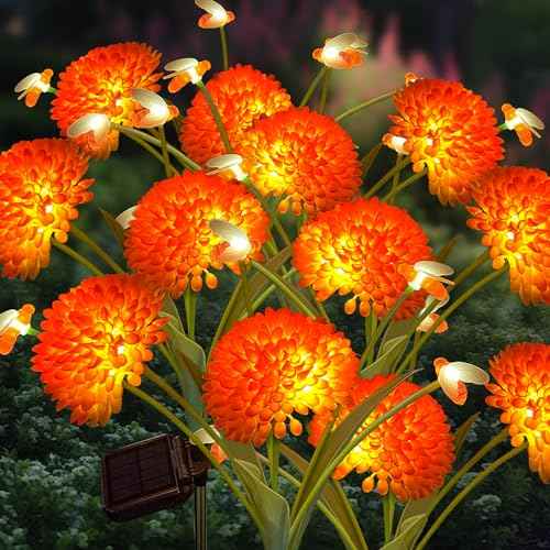 Solar Garden Lights, 6 Pack Swaying Bee Lights with Flowers, Waterproof Firefly Light Outdoor for Garden Patio Yard Pathway Decoration, Gifts for Women Mother's Day