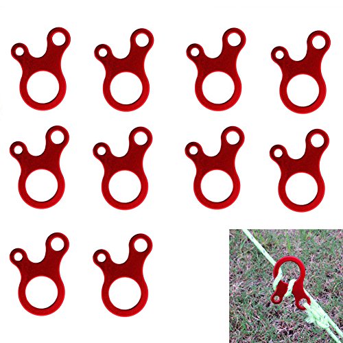 Pack of 10 Aluminum Guyline Adjusters for Camping and Hiking