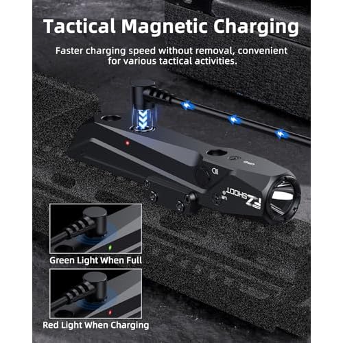 EZshoot 1700 Lumens Tactical Laser Light Combo for Rifle with Magnetic Rechargeable, AR Laser Light Combo Compatible with Picatinny Rail and M-Rail, Rifle Flashlight for Home Defense, Hunting