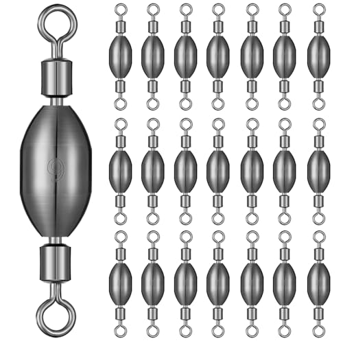 Seenelling 1/8 oz Brass Fishing Sinkers with Swivel - Pack of 20