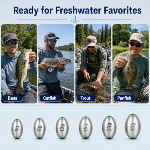 48pcs Egg Sinkers Kit Fishing Weights for Bottom Fishing - TKHDBF