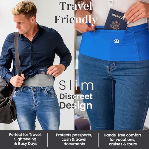 Running Belt with 4 Pockets - No-Bounce Fanny Pack - Black, Small