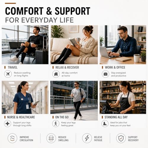 Compression Socks for Men & Women - 4 Pairs for Running, Nurses, and Travel
