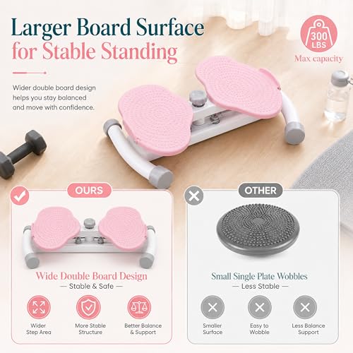 Waist Twister Machine - Anti-Slip Portable Fitness Board - Pink