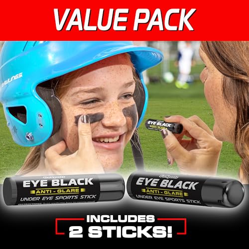 Anti-Glare Eye Black Sports Paint Sticks - 2 Pack for Football & Baseball