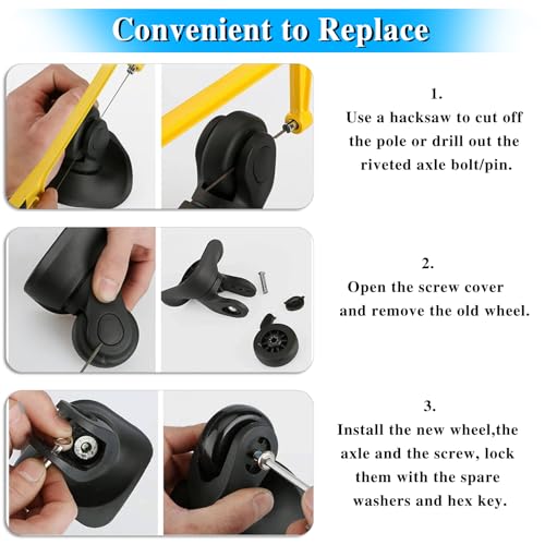 70mm x 24mm Luggage Wheel Replacement Kit - Set of 2