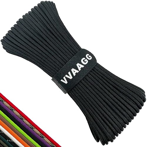 550 lb Paracord Rope - 4MM 7-Strand Nylon - Black, 100FT